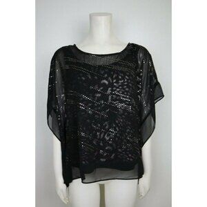 WOMEN'S BLACK PRINT TOP - DANA KAY - SIZE 8